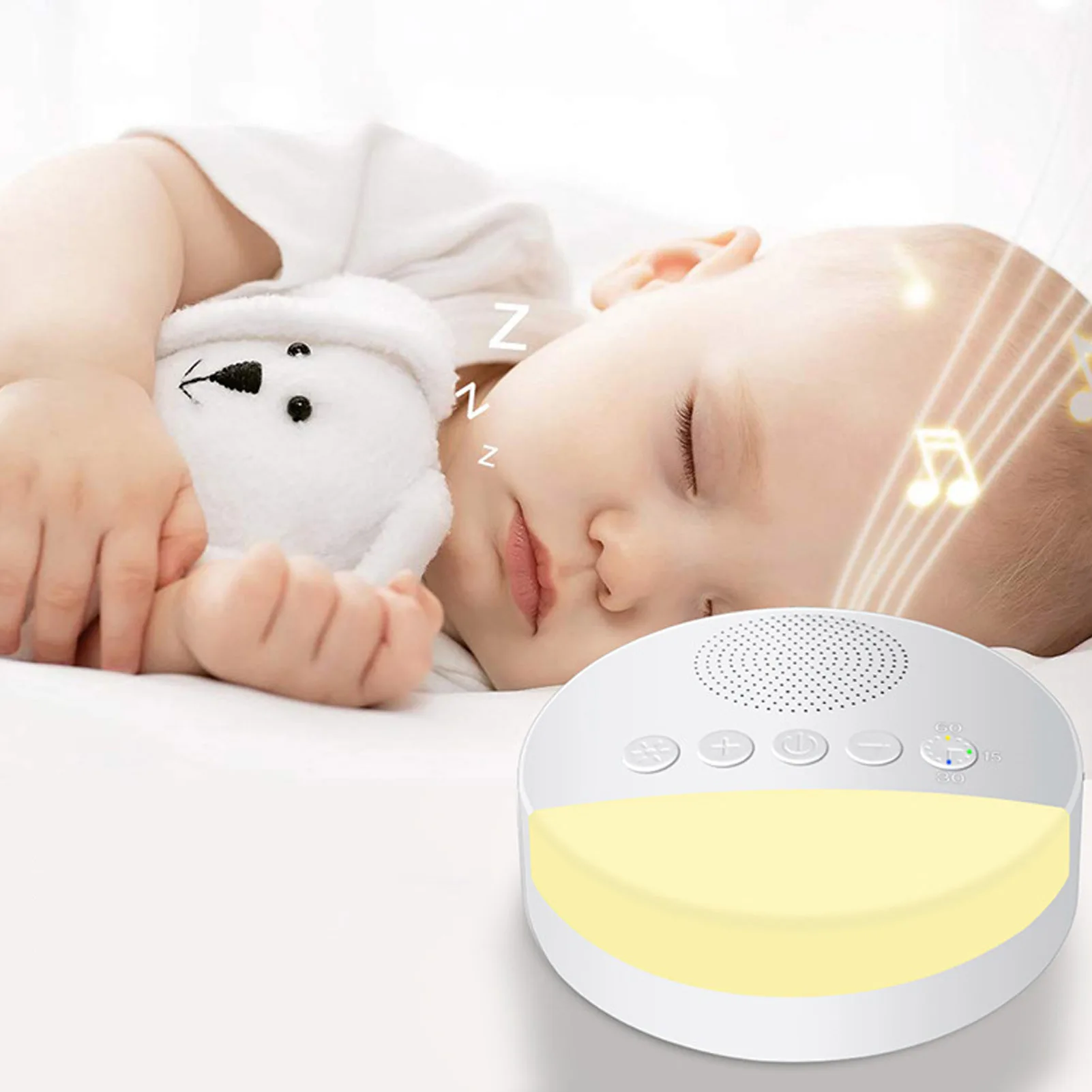 Baby White Noise Machine USB ricaricabile spegnimento temporizzato Sleep Machine Baby Sleep Sound Player Night Light Timer Noise Player # W