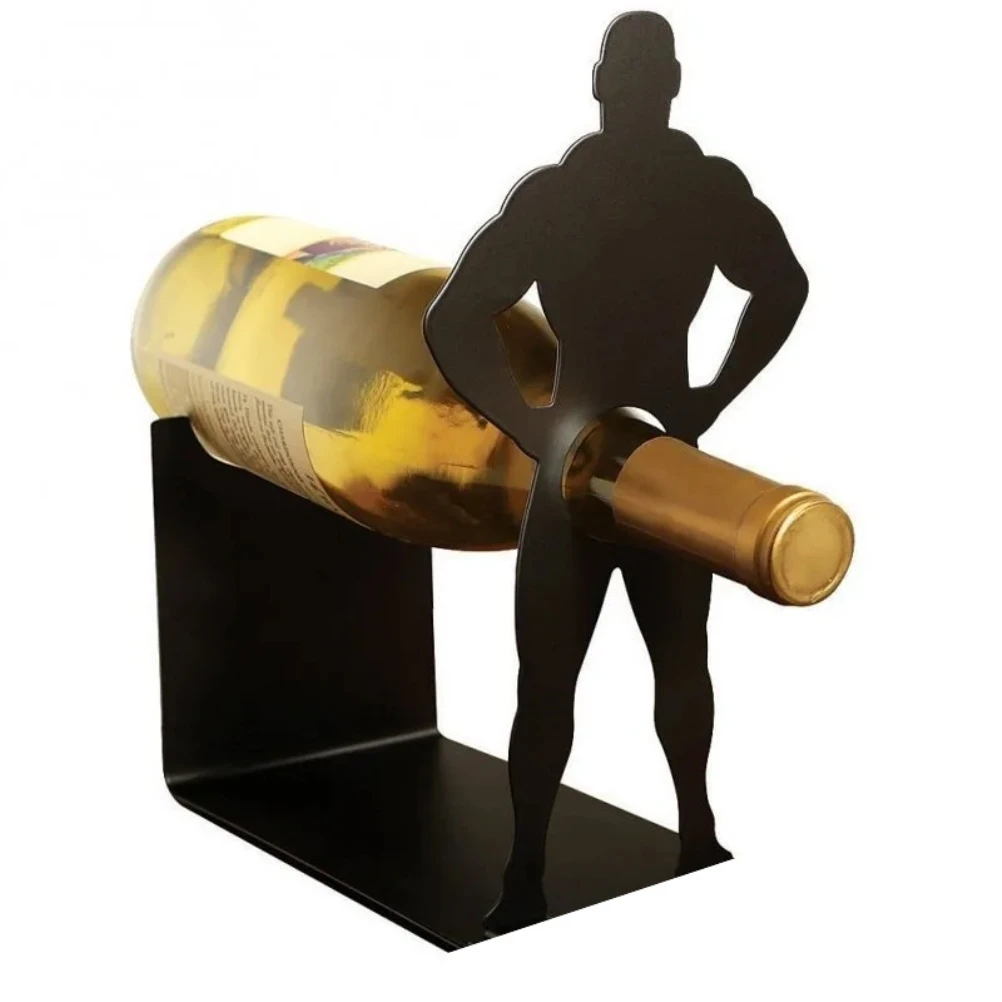 

Creative Wine Bottle Storage Rack Wine Cabinet Display Decoration Crafts Metal Key Hanging Hook Wine Holder Bar Wine Racks