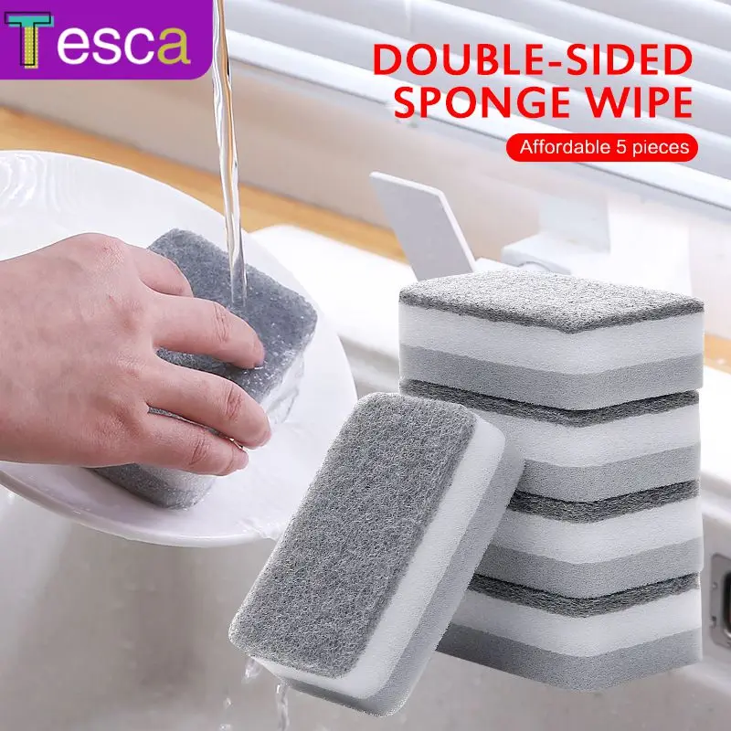 

Kitchen Scrubbers Double-sided Scouring Pads Household Kitchen Cleaning Sponges Dishwashing Decontamination Double-sided Sponge