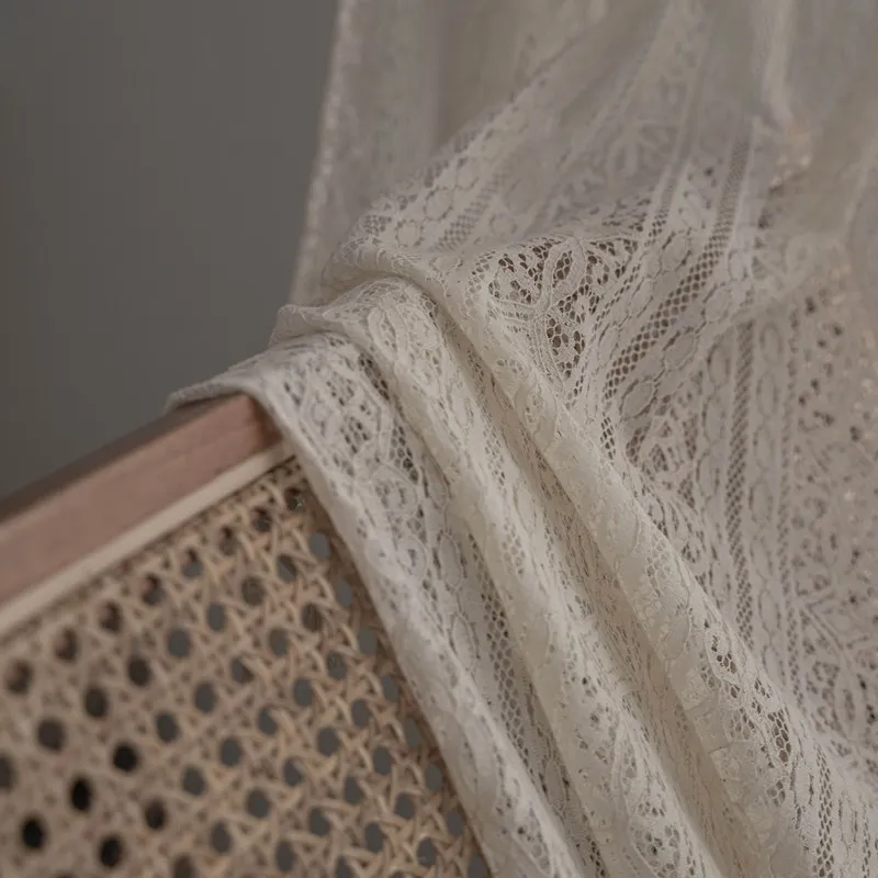 Американский стиль сельский бежевый с кисточками вязаный крючком ажурные