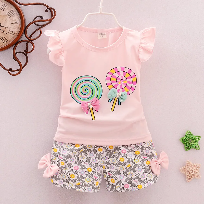

Sets Sleeveless Casual Clothing Suit Fashion Children Girls Vest Floral Girls Pieces Sets Summer Two Outfits Clothes Cotton