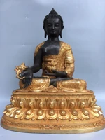 17 tibetan temple collection old bronze gilt medicine buddha amitabha lotus platform worship buddha town house exorcism