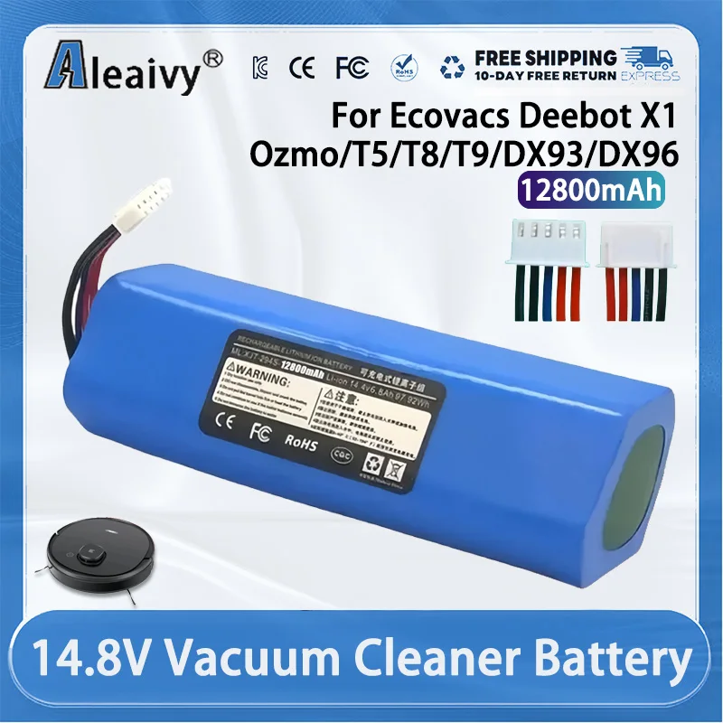 Фото Оригинальный аккумулятор 14,8 В, 12800 мАч для Ecovacs Deebot X1 Ozmo/T5/T8/T9/DX93/DX99, запасная часть для робота-пылесоса №1