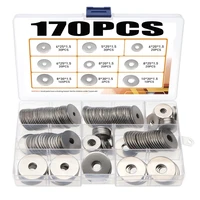 170pcs flat washers 304 stainless steel sealing rings flat assortment washers set with box suitable for screw fasteners