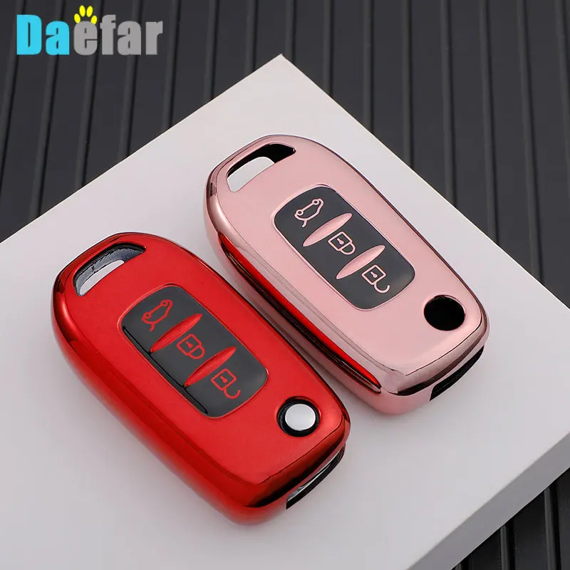

TPU Car Flip Key Case Cover For Renault Kadjar Captur Megane Sandero Stepway Logan Clio 5 Arkana 2020 2021 Protector Keychain