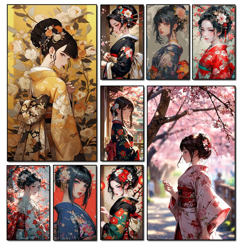 Diamond Art DIY японское двумерное кимоно красота драгоценный камень набор для вышивки