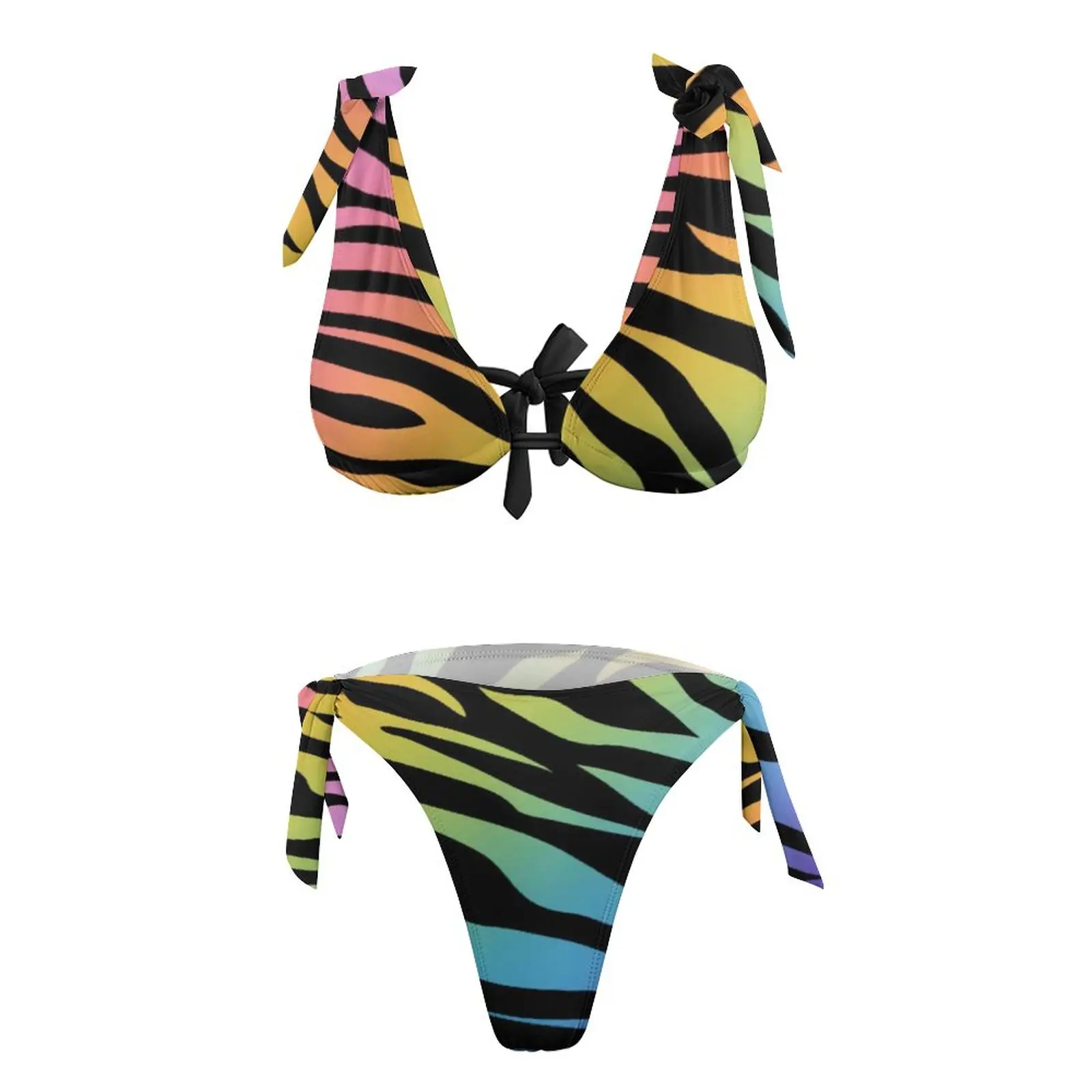 Купальник-бикини Радужный в полоску с градиентным принтом |