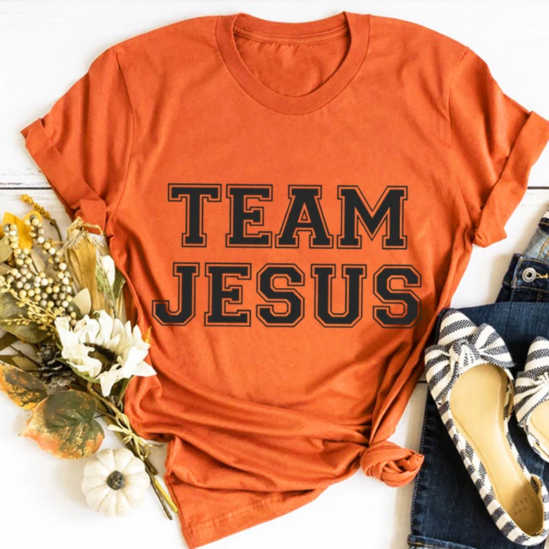 

Team Jesus Shirt Christian Woman Tshirts Faith T-shirt Religious Tee Christian Clothing Christian Tshirt for Women L