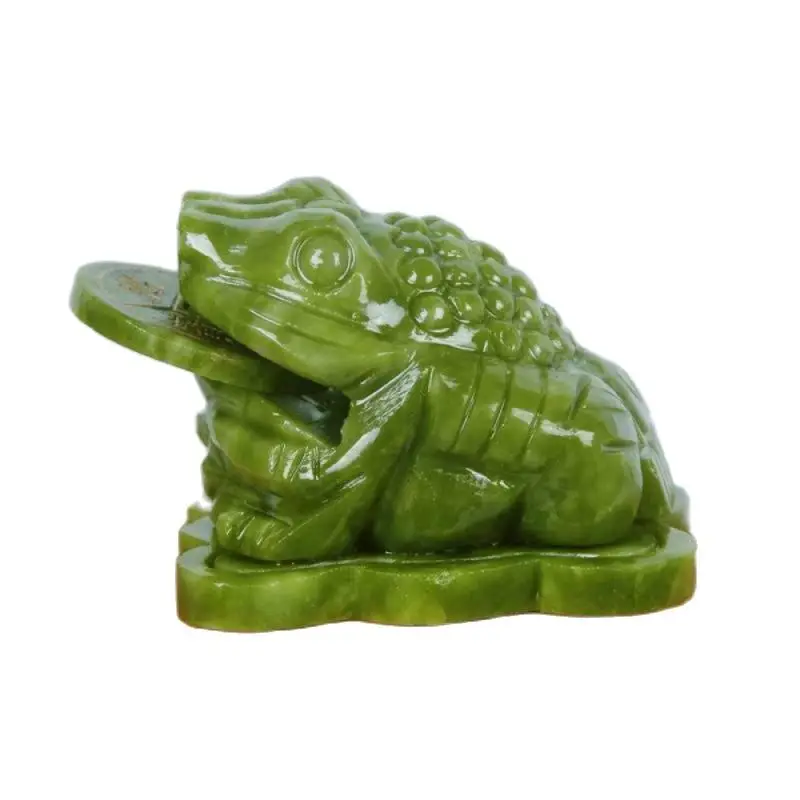 

4 дюйма; Китай, зеленый нефрит, ручная резьба, фэн-шуй, золотые искусственные животные, статуи и скульптуры, домашний декор