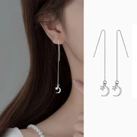 trendy handmade moon star long tassel earrings shiny zirconia box chain earrings for women girl fashion jewelry birthday gift
