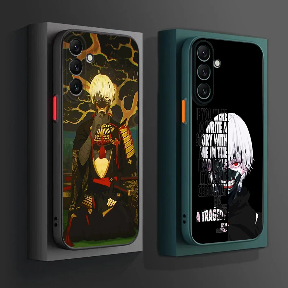 Полупрозрачный чехол для телефона Skin Feel Samsung S25 S22 Note20 S20 S21 S23 S24 S10 A16 Tokyo Ghoul JUZO SUZUYA