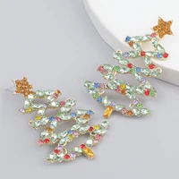 2022 new fashion metal acrylic christmas tree earrings womens popular new year party jewelry accessories