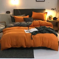 4pcs set european luxury soild color king bed sheet bed linen sets microfiber duvet cover pillow case set 4 bedding set
