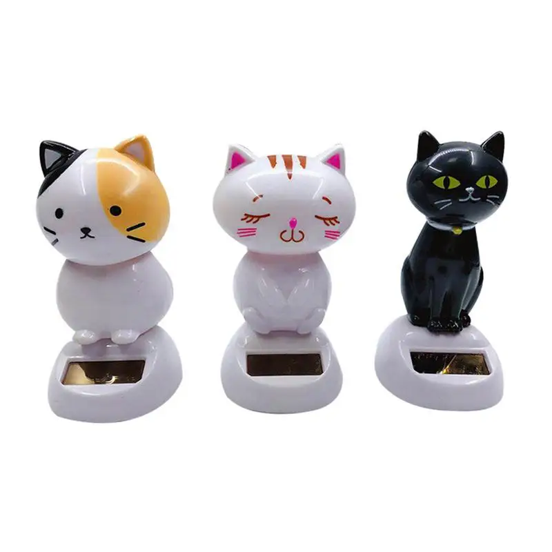 

Car Cat Dashboard Ornaments Decor Solar Shaking Head Car Interior Styling Bobble Head Figures For Window Car Accessories