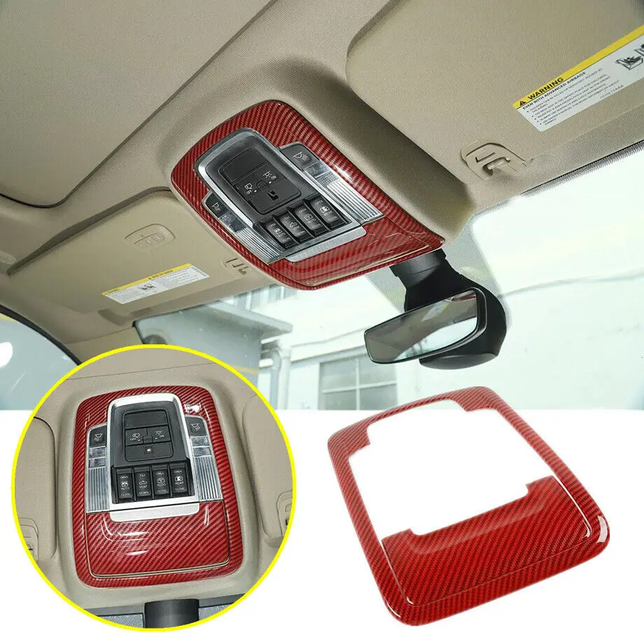 

Red Carbon Fiber Roof Reading Light Lamp Cover Trim For 2019-2022 Dodge Ram 1500