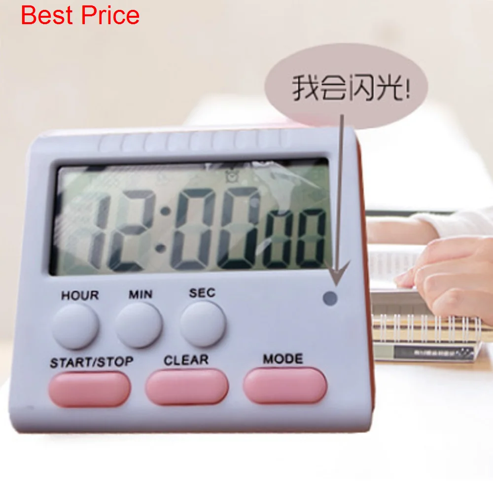 

100Pcs/lot Cycle Timer Kitchen Time Beauty Reminder Mute Double Alarm Clock Electronic Timer