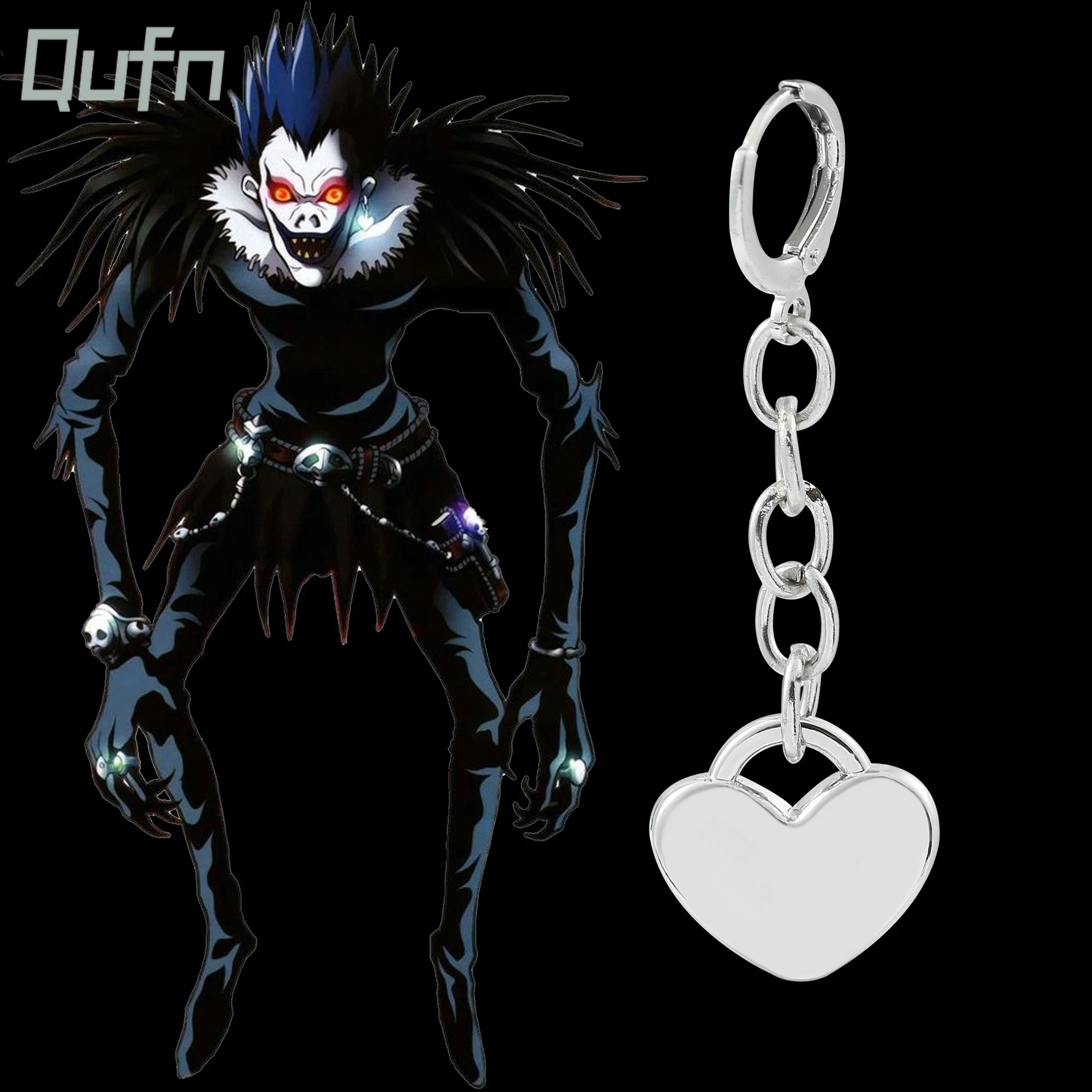 Anime Death Note Dangle Earring Cosplay Ryuk Punk Earrings Creative Anime Heart Pendant Unisex Fashion Jewelry