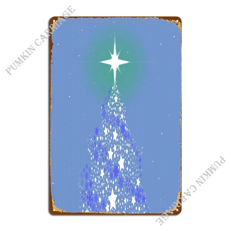 

Blue Christmas Tree Metal Sign Cinema Decoration Bar Cave Club Tin Sign Poster