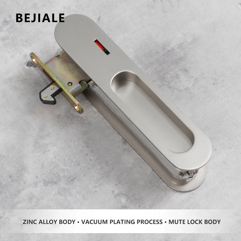 Раздвижная дверей из дерева с крючком внутренняя со встроенной ручкой для ванной