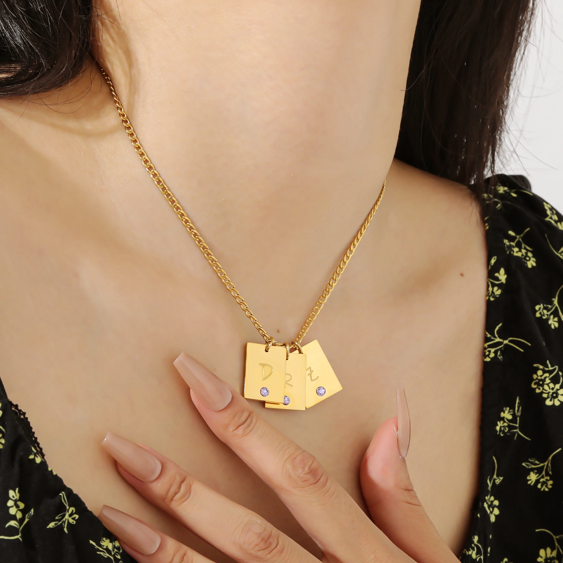 Персонализированное ожерелье Qitian с буквами камень-талисман ювелирные изделия из