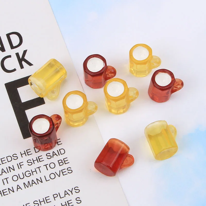 

20pcs Beer Cup Resin Cabochon Flatbacks Fit Phone Deco Parts Scrapbooking Craft DIY Hair Bows Accessories Beer Charms for Slime