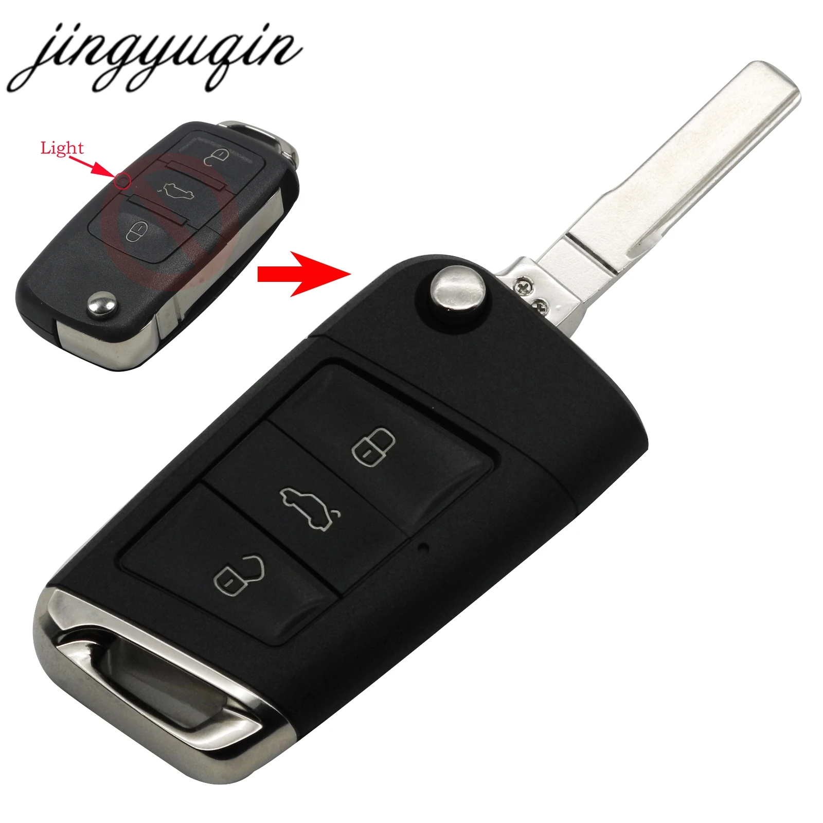 

jingyuqin 300pcs/lot 3 Button Folding Flip Remote Key Shell Cover for Volkswagen VW Golf 7 Jetta Passat Beetle Polo Bora