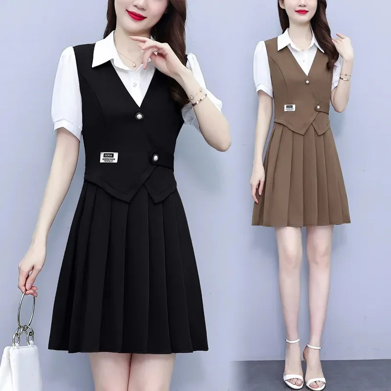 Женское платье больших размеров модное шифоновое женская плиссированная юбка с