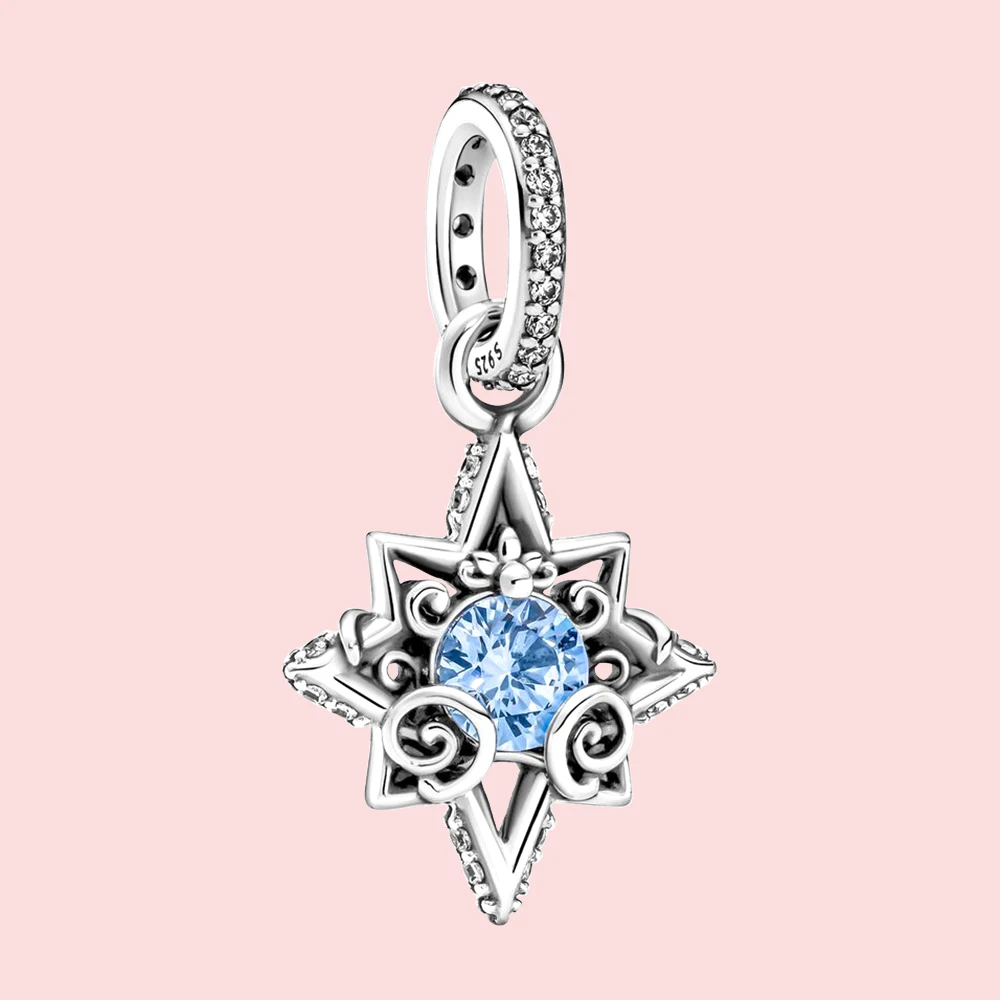 Pandora-Pendentif étoile bleue Cendrillon pour femme, argent 925, accessoires classiques, cadeau d'anniversaire, bracelet à la mode, bijoux à bricoler soi-même