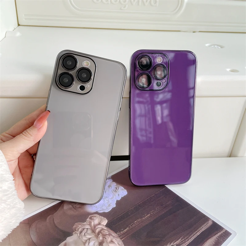 Роскошный прозрачный жесткий пластиковый чехол из поликарбоната для iPhone 14 13 12 ProMax 14 Plus Противоударная защита объектива с отверстием для логотипа прозрачная кристовая крышка