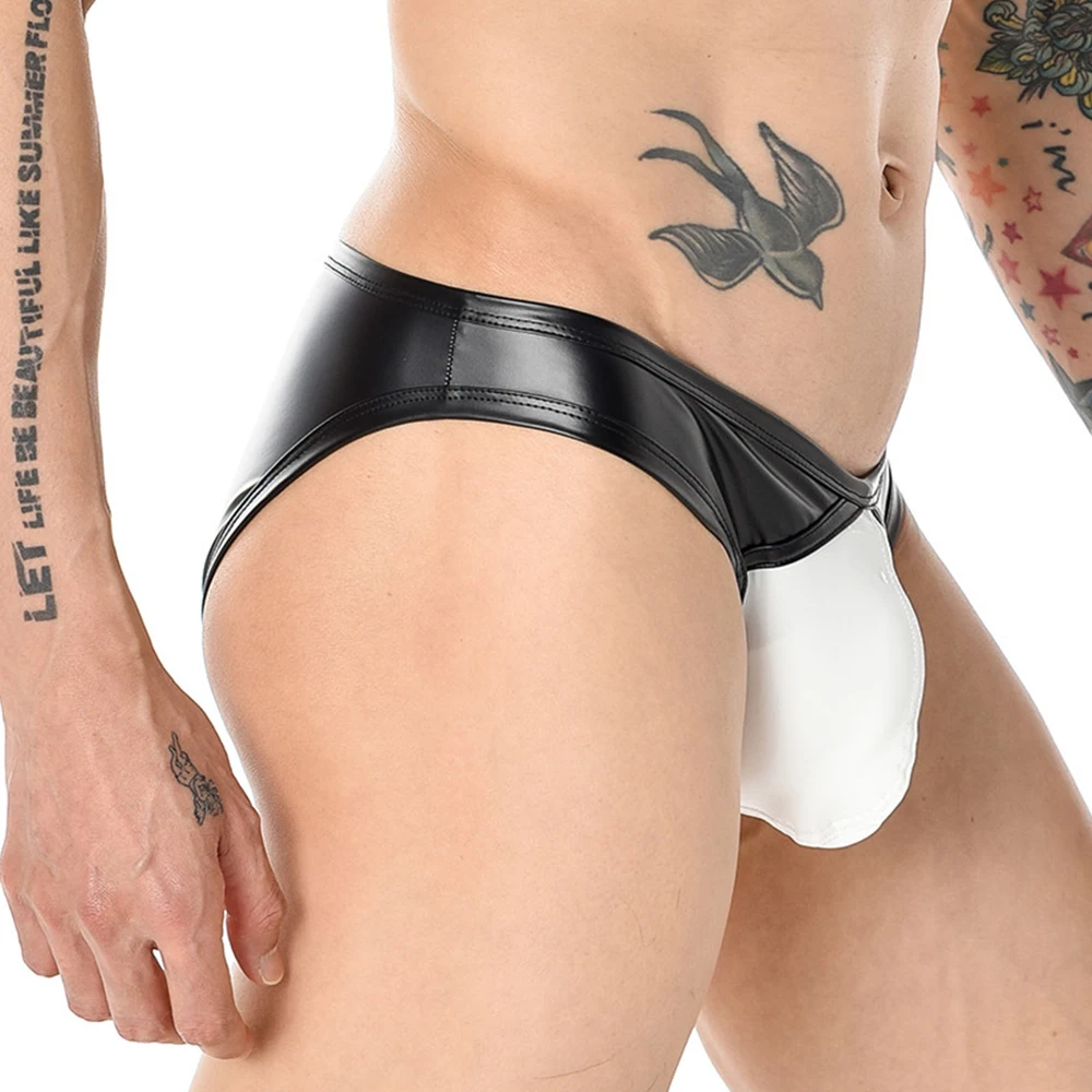 

Underpants Underwear Fashion Faux Leather G String Knickers Low Waist M-4XL 1pcs Briefs Comfortable Mens Panties
