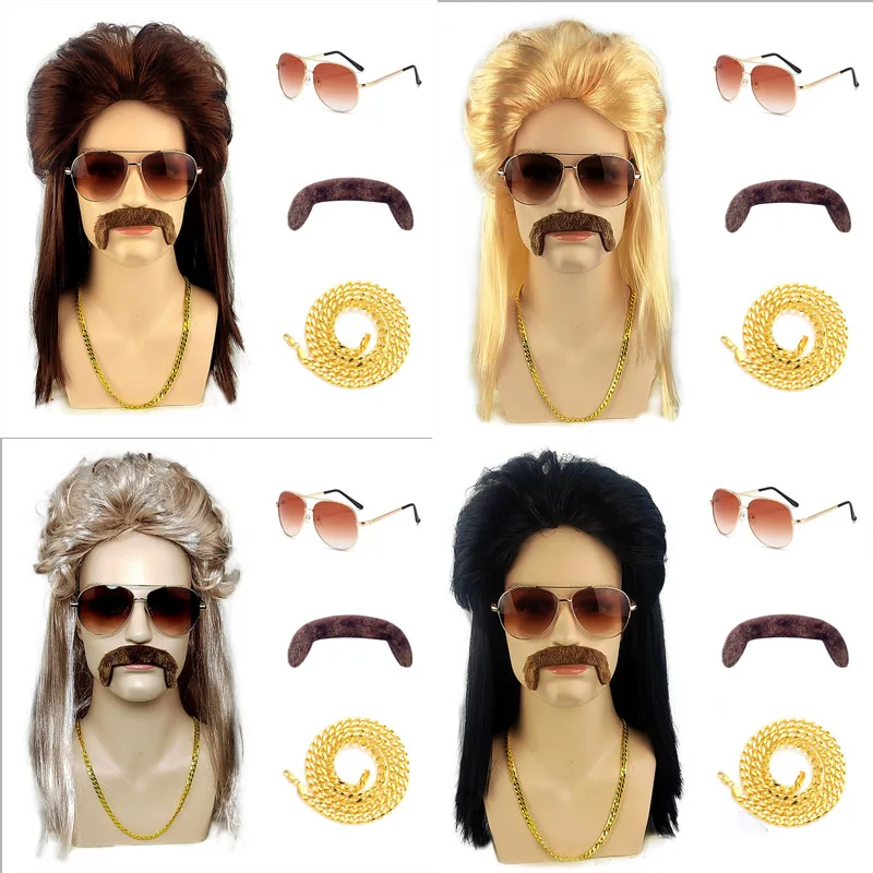 Оптовая продажа с фабрики по хорошей цене 60-х годов искусственный парик rock mullet