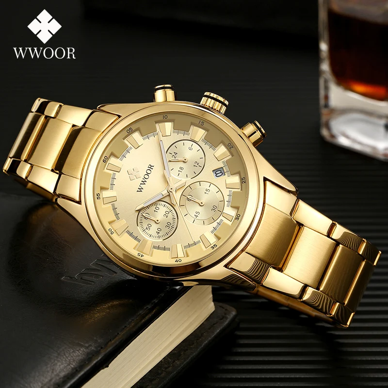 WWOOR Relogio Masculino Роскошные знаменитые мужские часы Модные Новые часы-хронограф