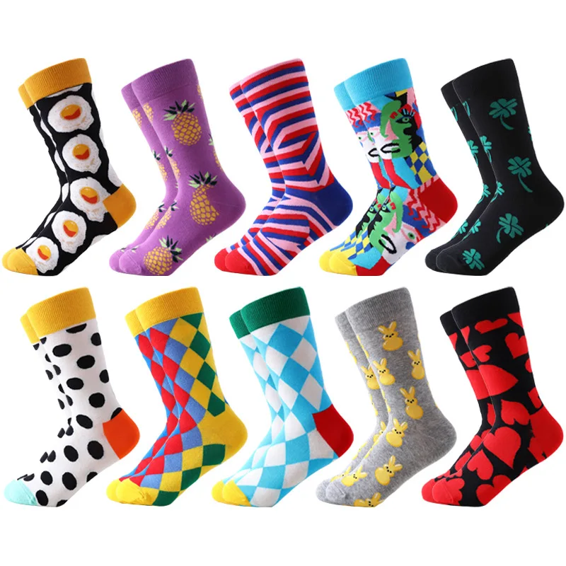 New Women's Jacquard Knitted Cotton Socks Happy Oil Painting Women's Cotton Socks