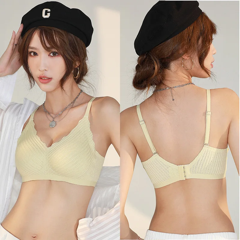 Breathable Lace Dot Small Breast Push up Push up Wireless Bra Sweet Comfortable Thin Seamless Underwear for Women bra women
