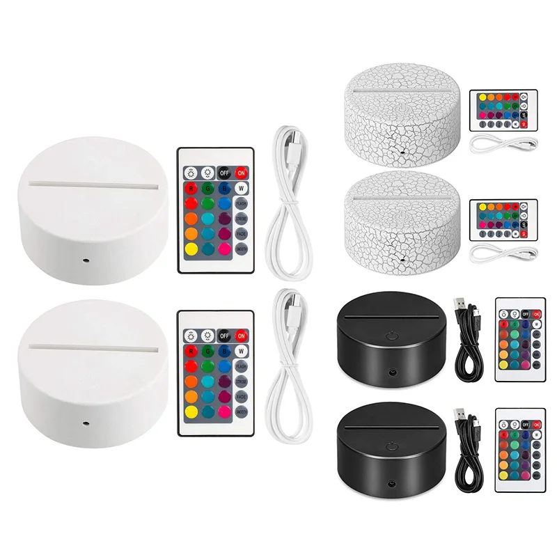 

2 Pack 3D Night LED Light Lamp Base + Remote Control + USB Cable, 16 Colors Light Show Display Stand For Acrylic
