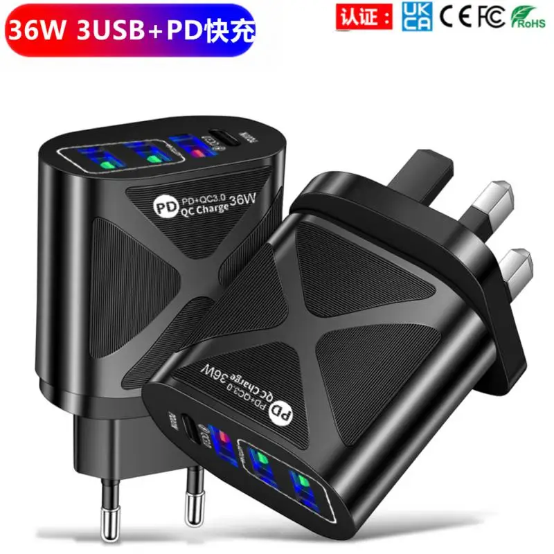 

36W PD+QC3.0 2.4A Dual USB Fast Charging Mobile Phone Charger Multi Port USB With PD Charging Head Travel Fast Charger
