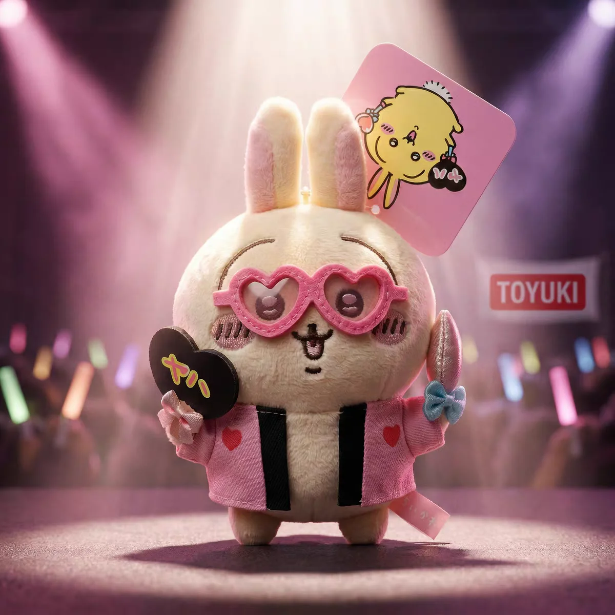Фото Плюшевая игрушка-брелок Usagi Take Light Stick в виде веера и очков в форме сердца, подвеска для сумки через плечо, подарок на день рождения для друзей ﻿ №2