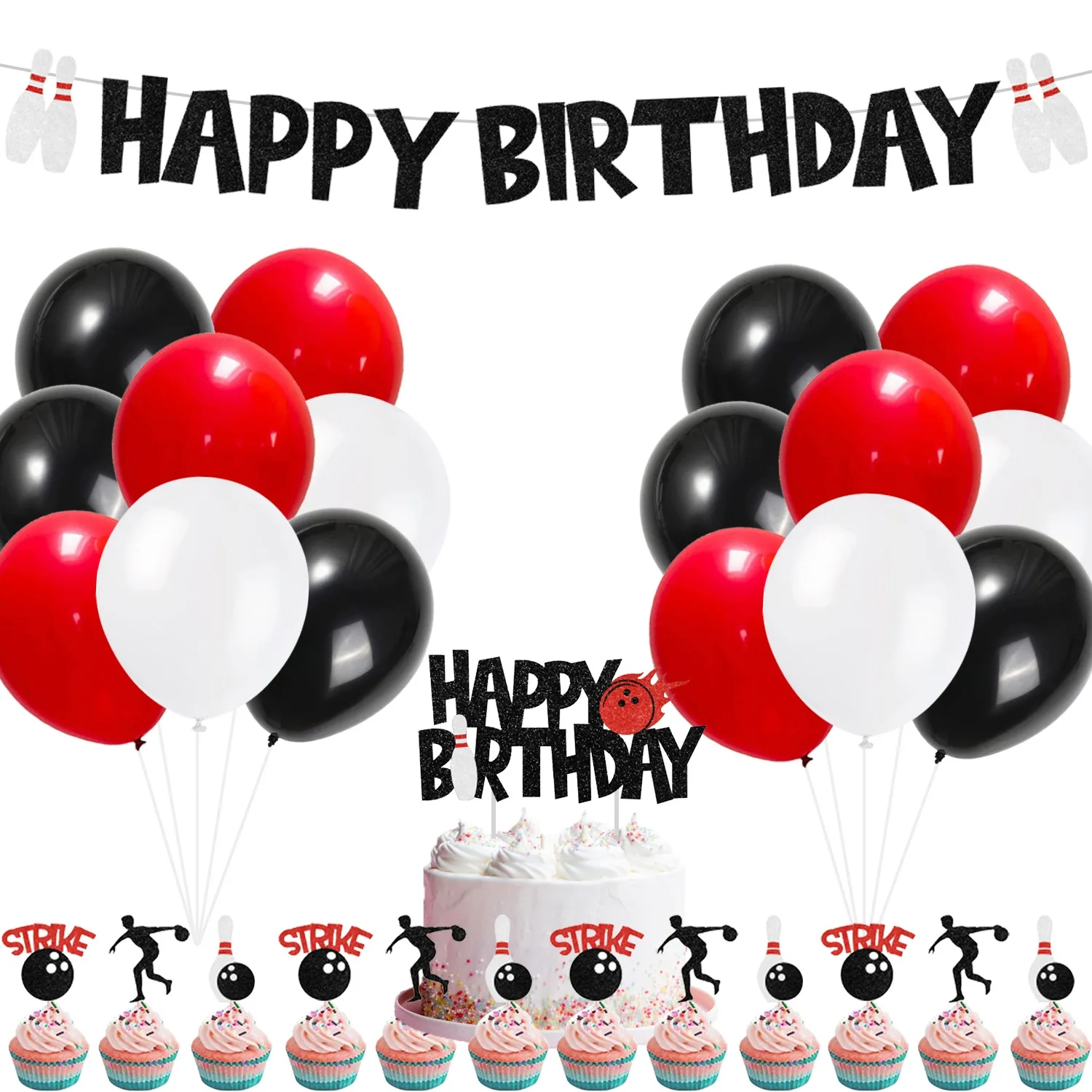 

Cheereveal Bowling Themed Birthday Decorations Happy Birthday Banner Cake Toppers Balloons Set Bowling Birthday Party Supplies