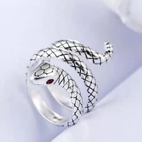 popular unisex open adjustable finger ring with domineering 3d realistic snake texture shape for women men party jewelry