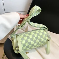 casual grid soft bucket crossbody messenger bags for women 2022 small summer fashion lady luxury fashion shoulder handbags purse