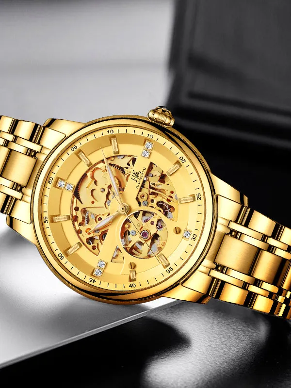 Фото Мужские механические часы Shanghai Watch National Series с автоподзаводом, инкрустированные бриллиантами, модные спортивные, модель 8855 №2