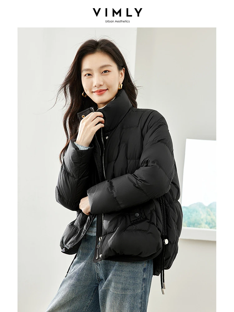 

Vimly Women's Lightweight Down Jacket 2023 Winter Stand Collar Thick Warm Black Coat Female Casual Loose New Outerwear 50615