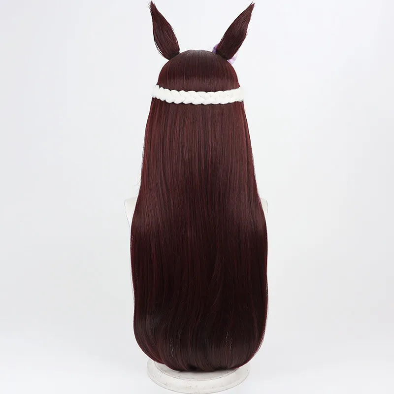 Фото Парик для косплея Uma Musume Pretty Derby Special Week, коричневый, длинный, из синтетических волос, с ушками, бантом и хвостом, для женщин, для Хэллоуина и костюмированных вечеринок №4