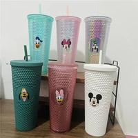 disney handmade mickey minnie mouse double wall studded tumbler dasiy donald straw cup ice cold coffee tumbler birthday gifts