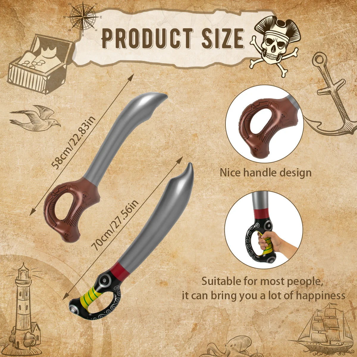 3/6 шт. надувной пиратский нож