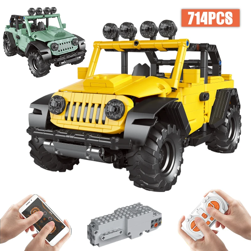 

714pcs Remote Control Off-road Racing Vehicle Building Block City App Program SUV Electric RC Car Bricks Toys for Children Gifts