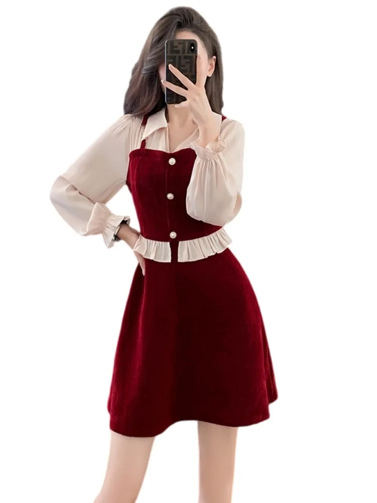 Шикарные уникальные рубашки из двух предметов лоскутное платье женское