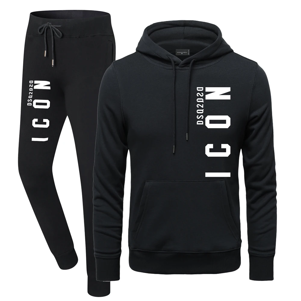 

Letters DSQ2 ICON Print Men's Autumn and winter Hip Hop hoodie Sweater with Sports Casual pants set