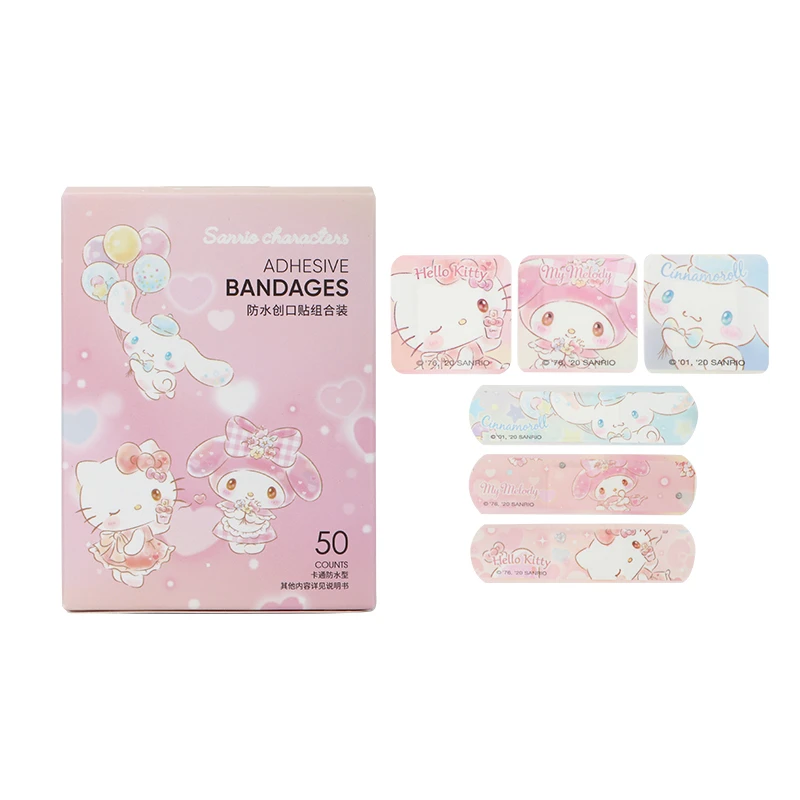 

40Pcs Sanrios Anime Cinnamoroll Melody Waterproof Adhesive Bandages Wound Plaster First Aid Emergency Kit Band Aid Stickers Kids