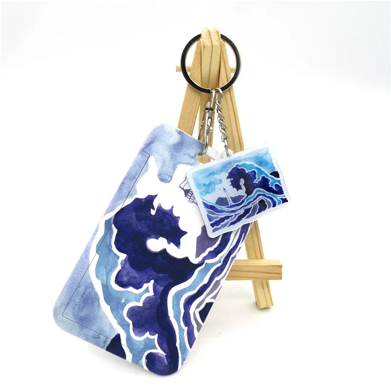 

Kanagawa Wave Snake Double sided transparent animation cartoon key chain creative phone gift peripheral ring pendant